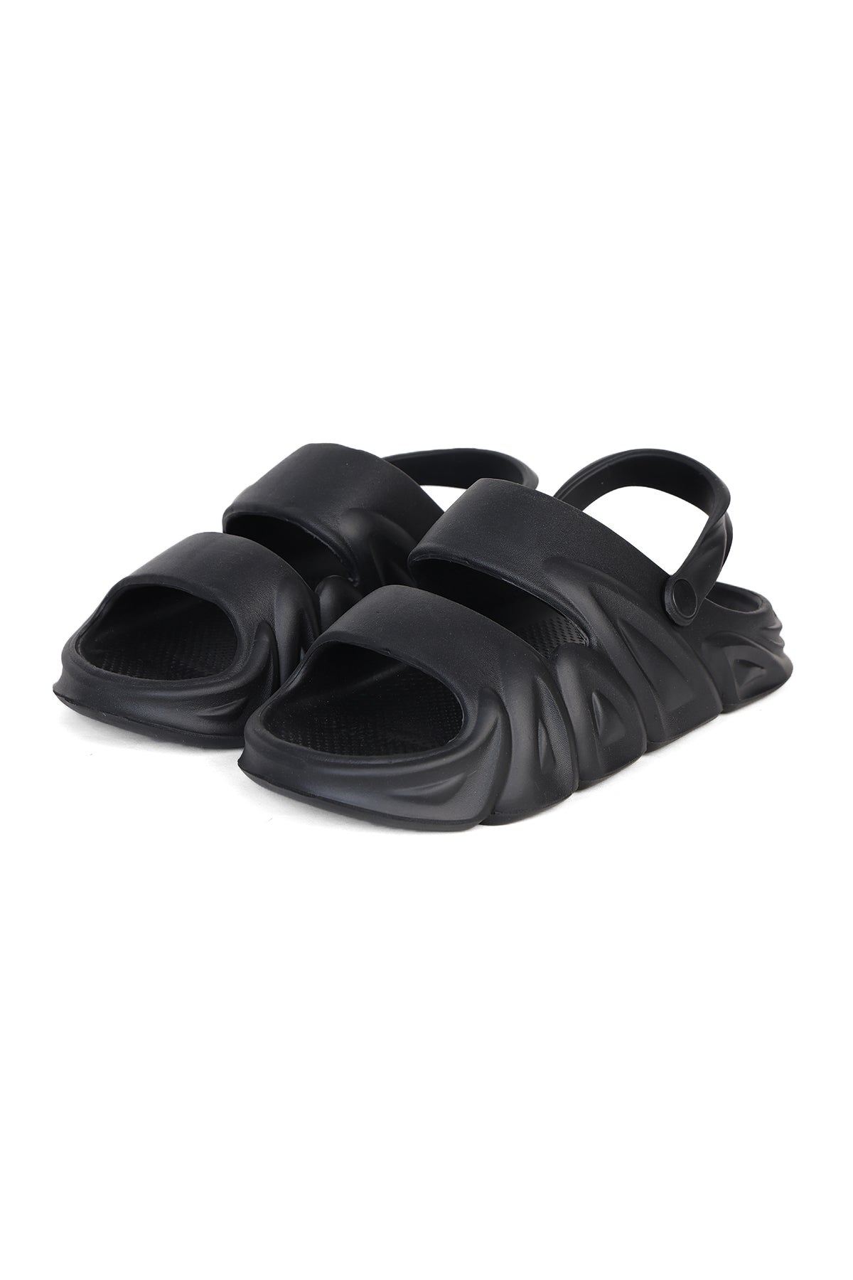 Black Textured Pool Slides for Men - Image 4