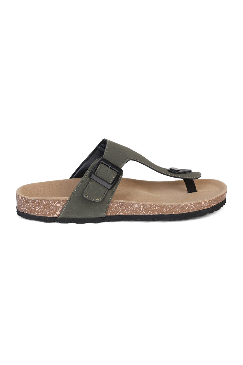 Olive Solid Sandals for Men - Image 2