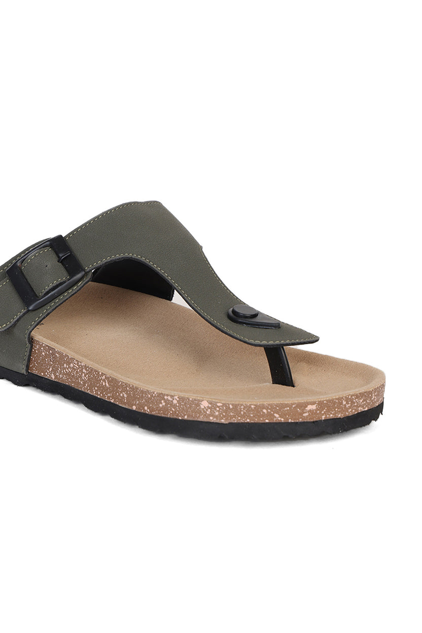 Olive Solid Sandals for Men - Image 3