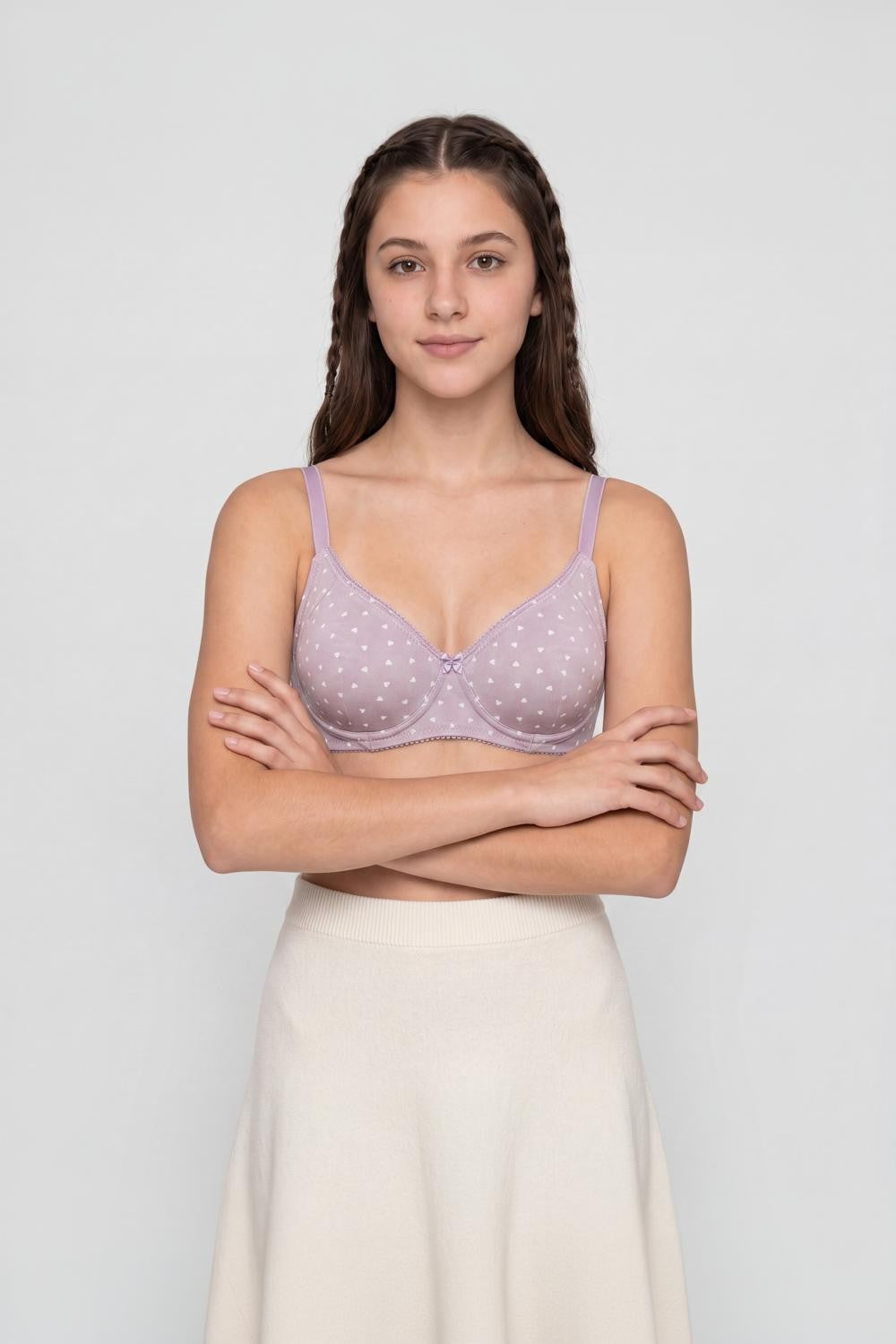 Lilac Heart Printed Bra for Women - Image 2