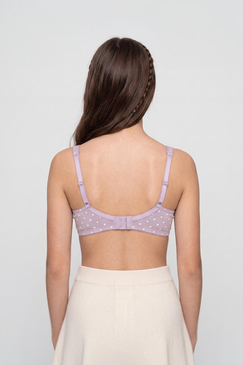 Lilac Heart Printed Bra for Women - Image 5