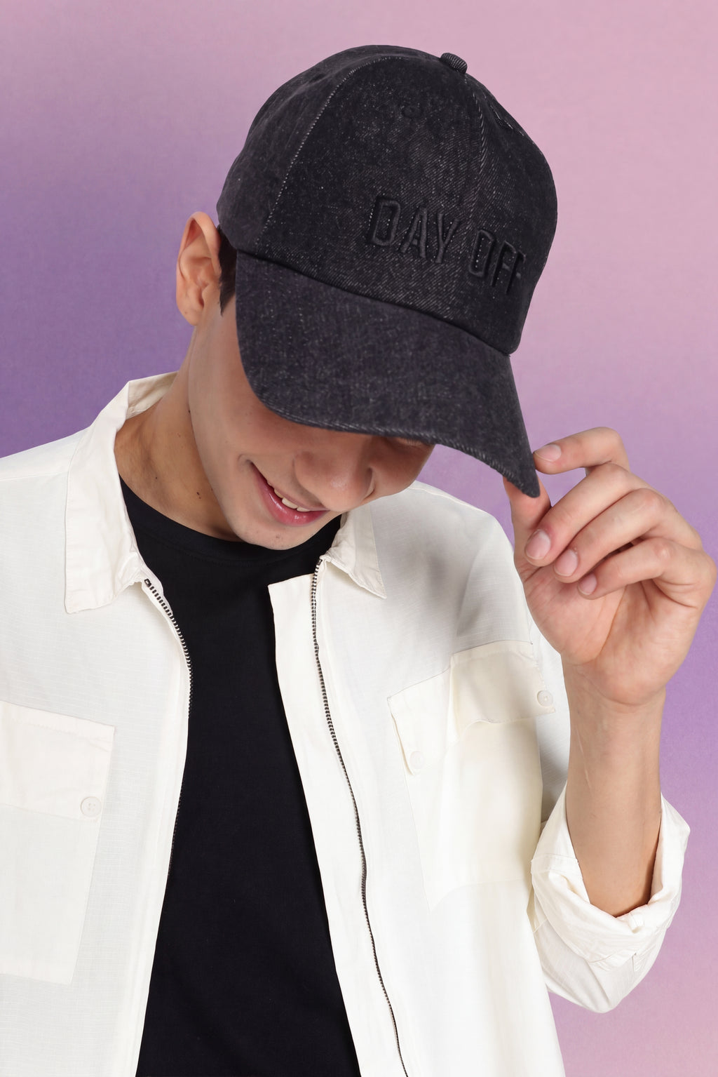 Black Embroidered Cap for Men - Image 1