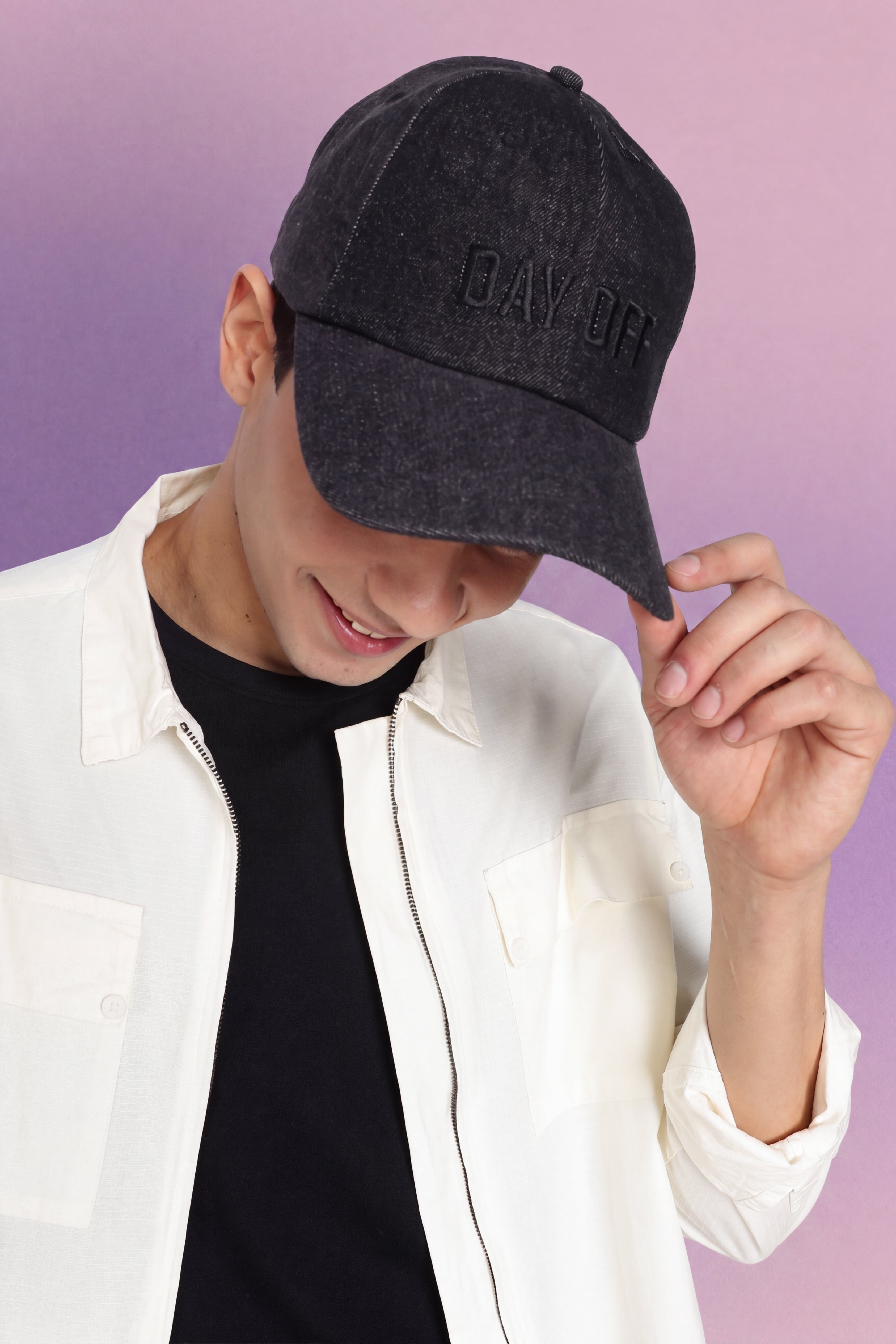 Black Embroidered Cap for Men - Image 1