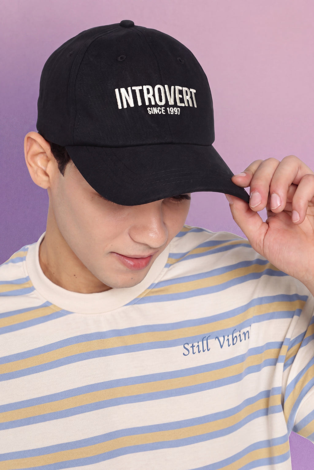Black Embroidered Cap for Men - Image 1