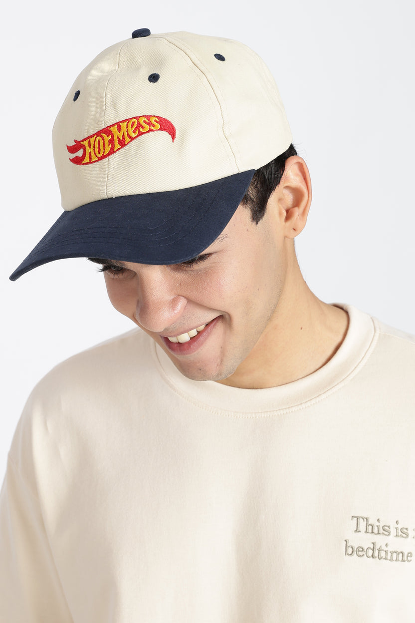 Cream Embroidered Cap For Men - Image 2