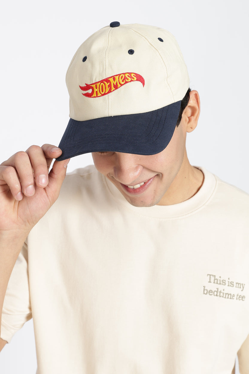 Cream Embroidered Cap For Men - Image 3