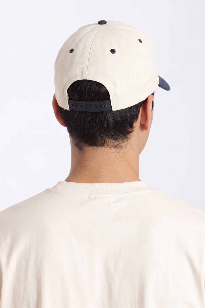 Cream Embroidered Cap For Men - Image 4