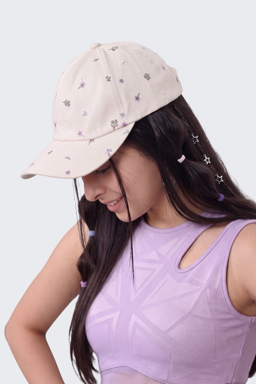 Pink Floral Printed Cap For Women - Image 3