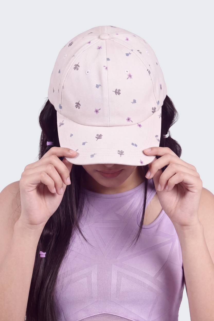 Pink Floral Printed Cap For Women - Image 6