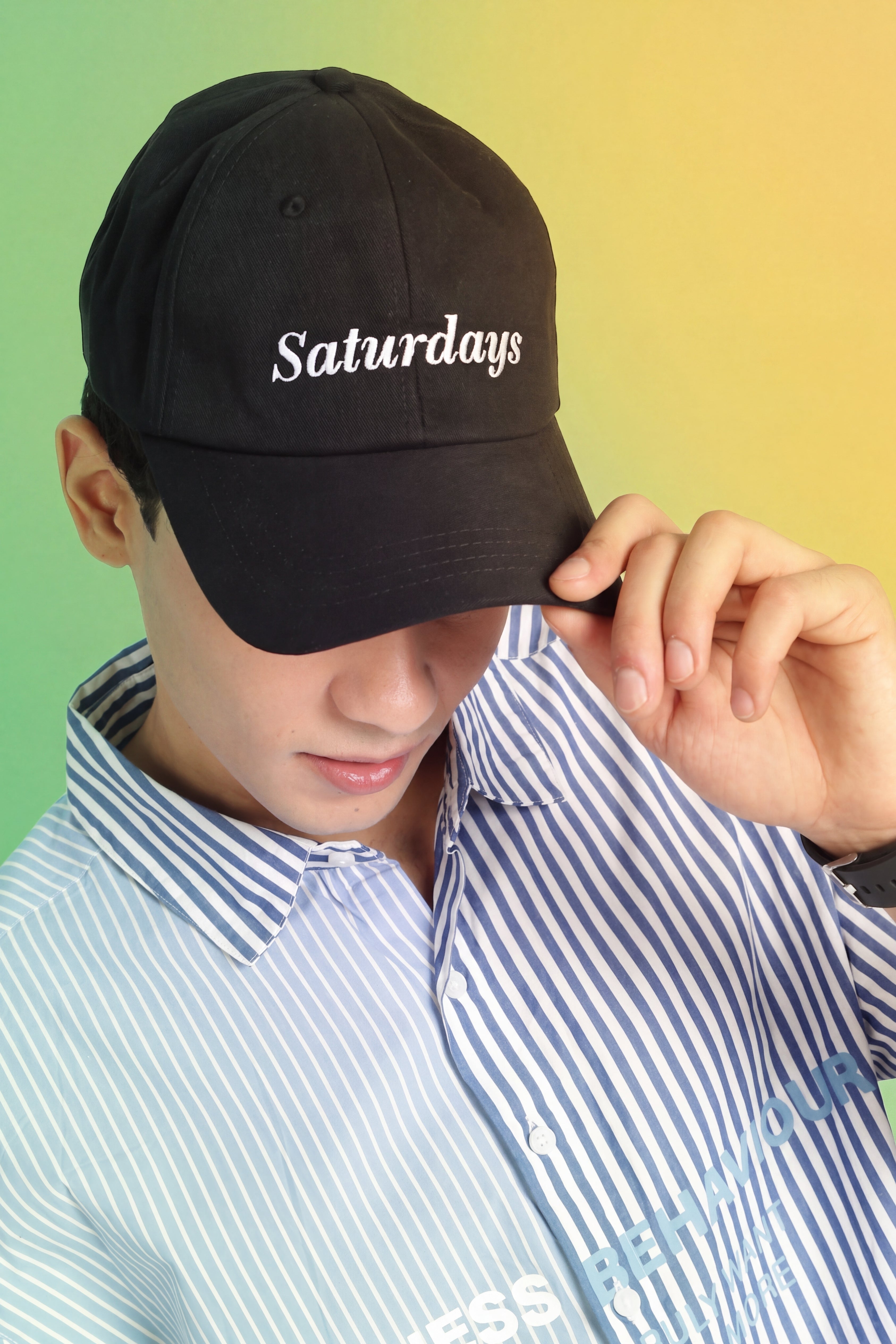 Black Embroidered Cap for Men - Image 1