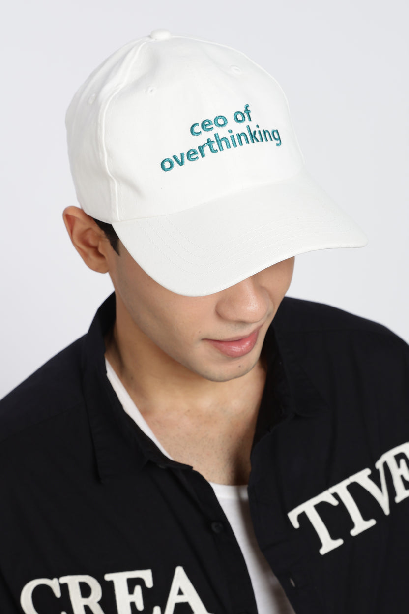 White Embroidered Cap For Men - Image 2