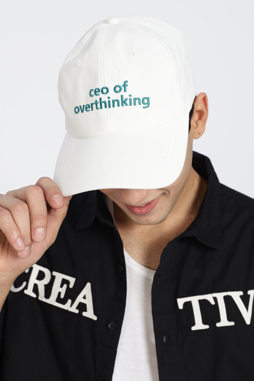 White Embroidered Cap For Men - Image 3