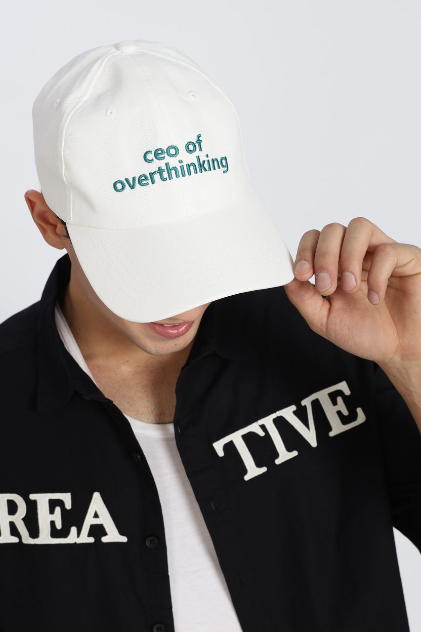 White Embroidered Cap For Men - Image 4