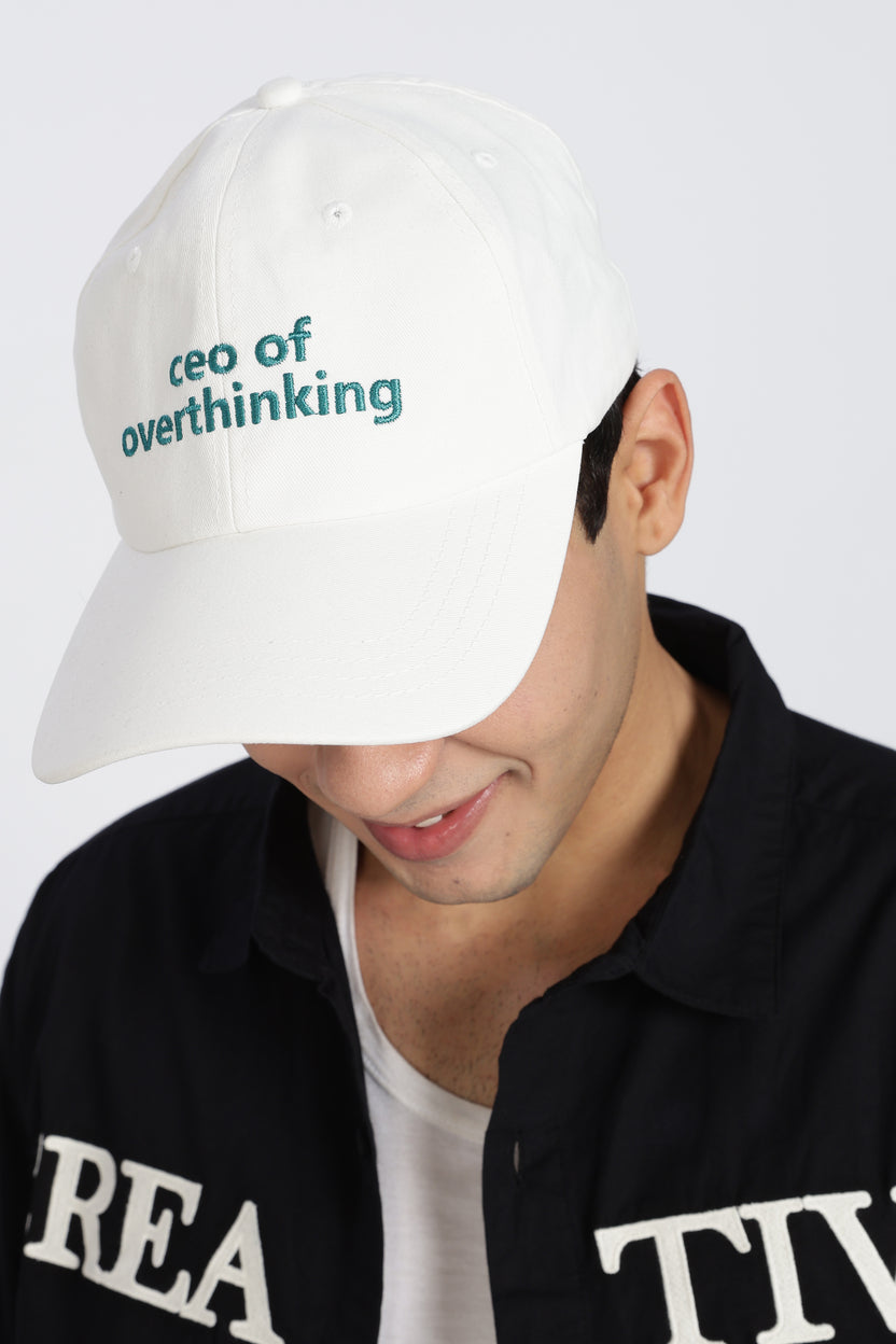 White Embroidered Cap For Men - Image 6