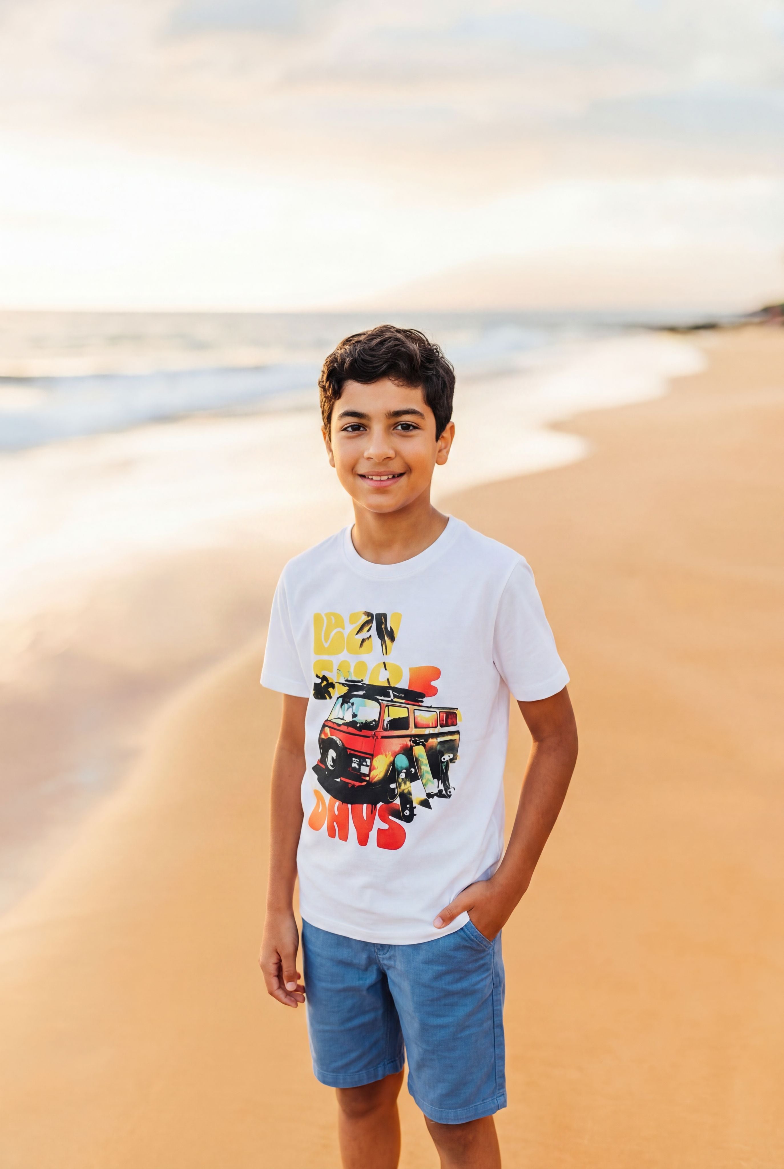 White Graphic Regular Fit T Shirts for Tweens Boys - Image 1