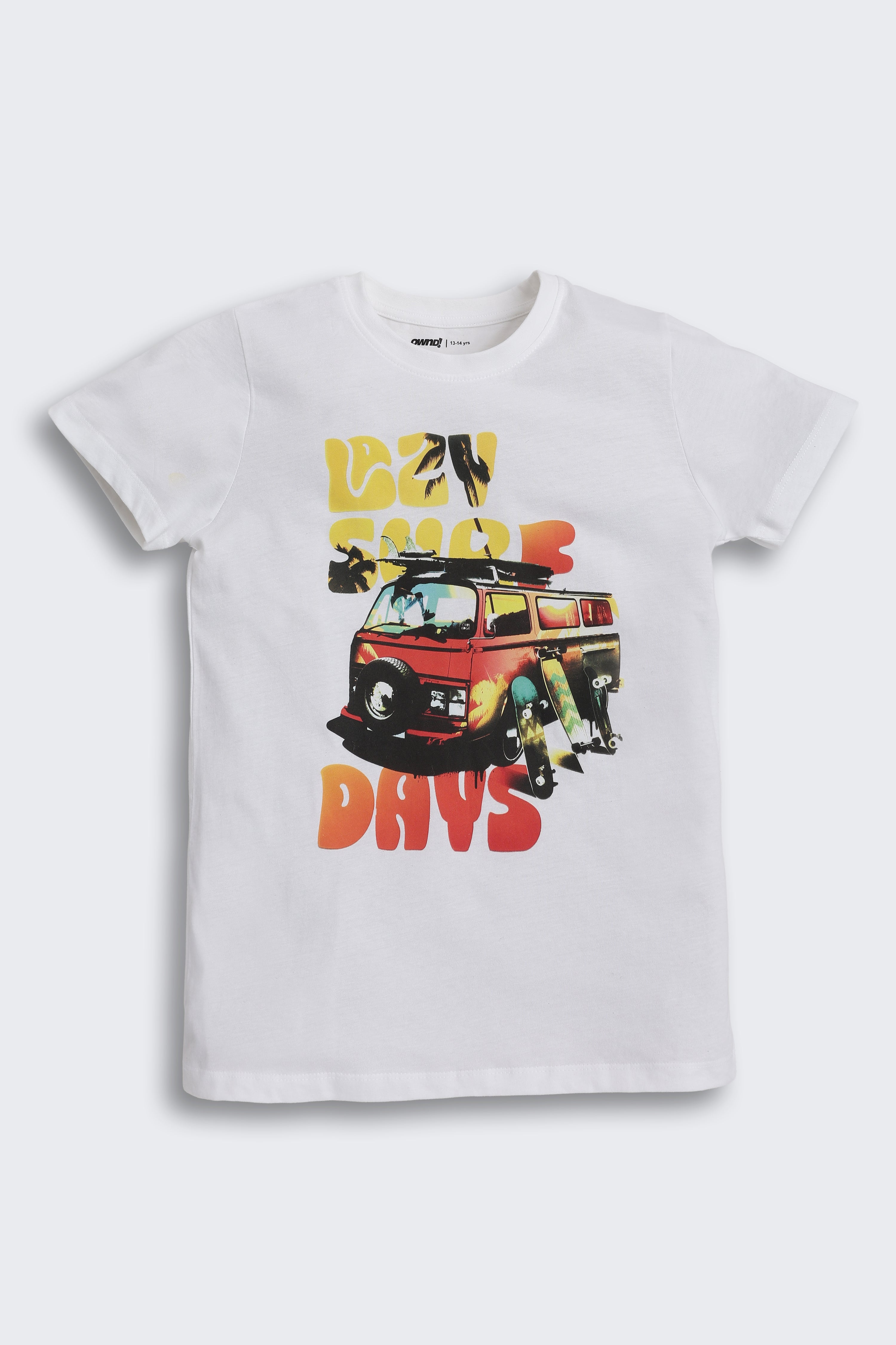 White Graphic Regular Fit T Shirts for Tweens Boys - Image 2