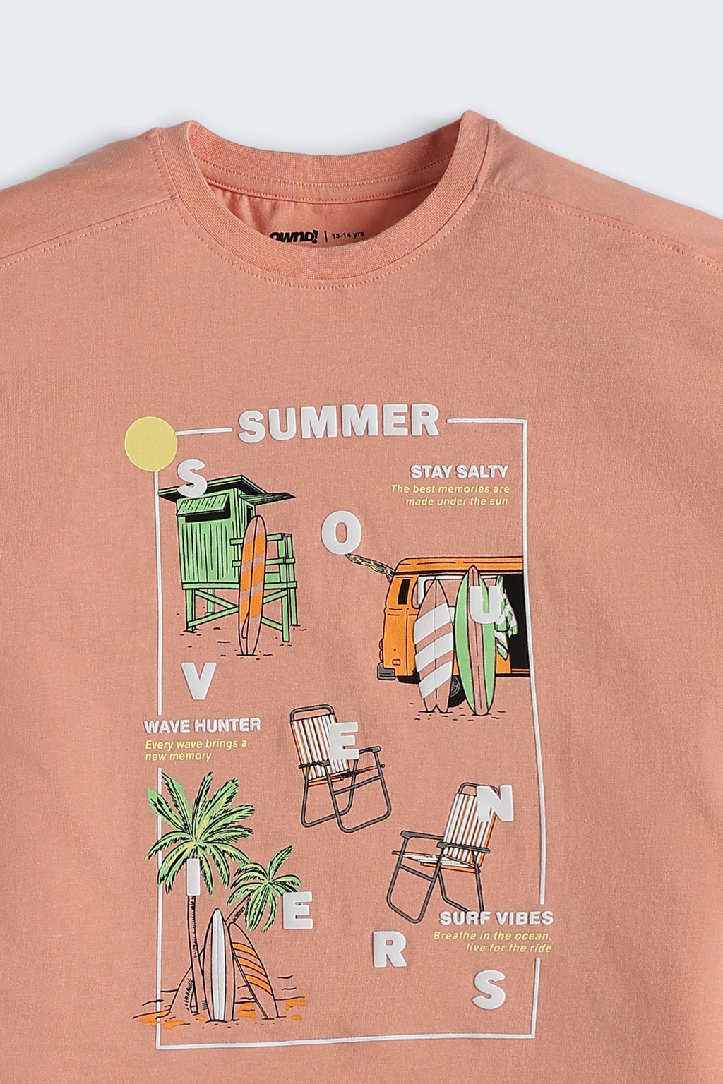 Peach Graphic Regular Fit T-Shirt for Tweens Boys - Image 5