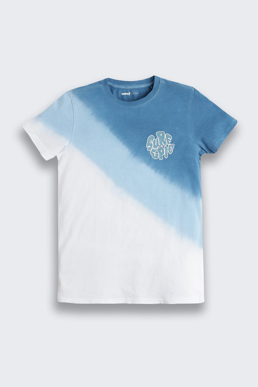 Blue Placement Printed Regular Fit T-Shirt For Tweens Boys - Image 2