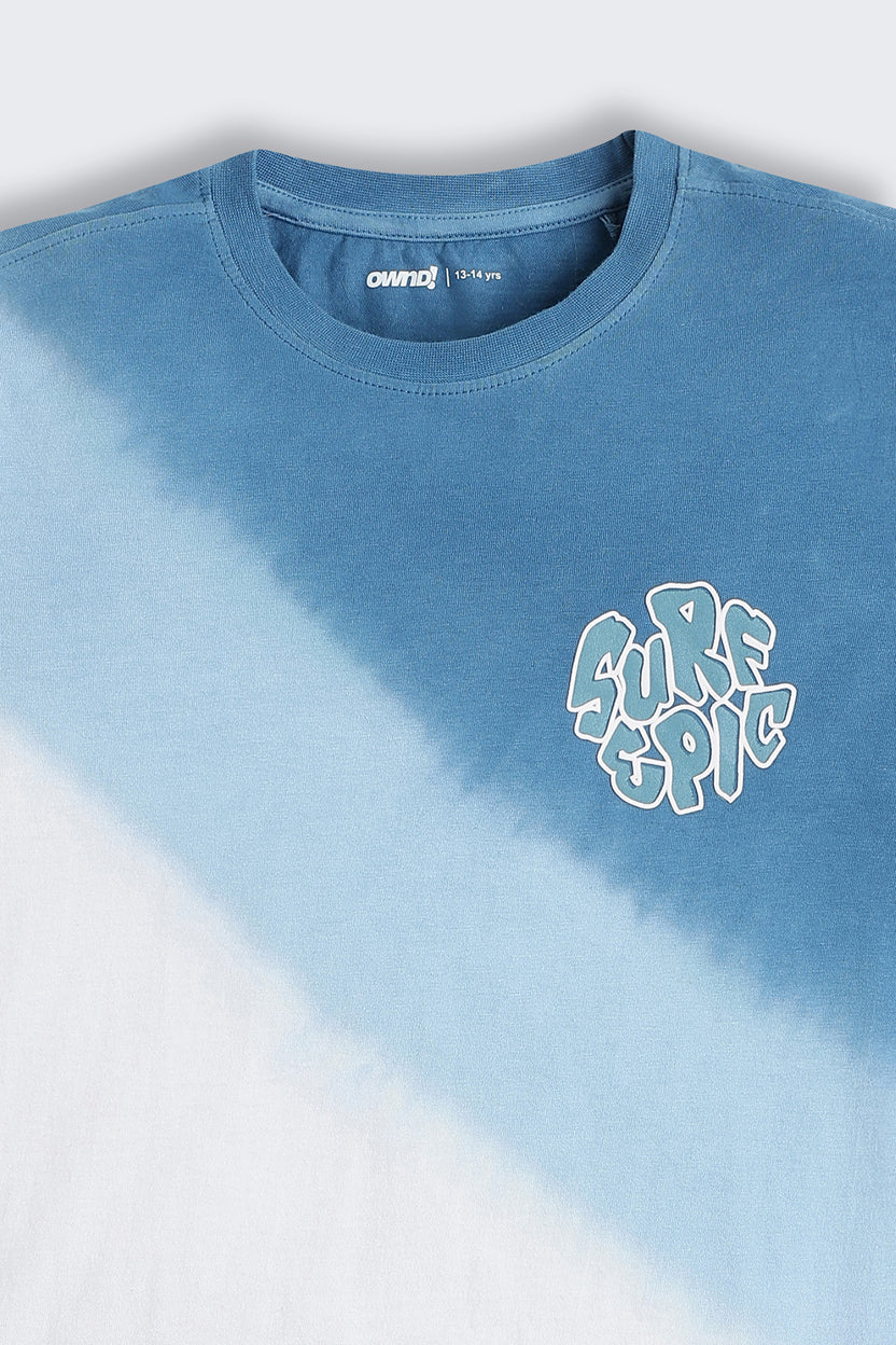 Blue Placement Printed Regular Fit T-Shirt For Tweens Boys - Image 4