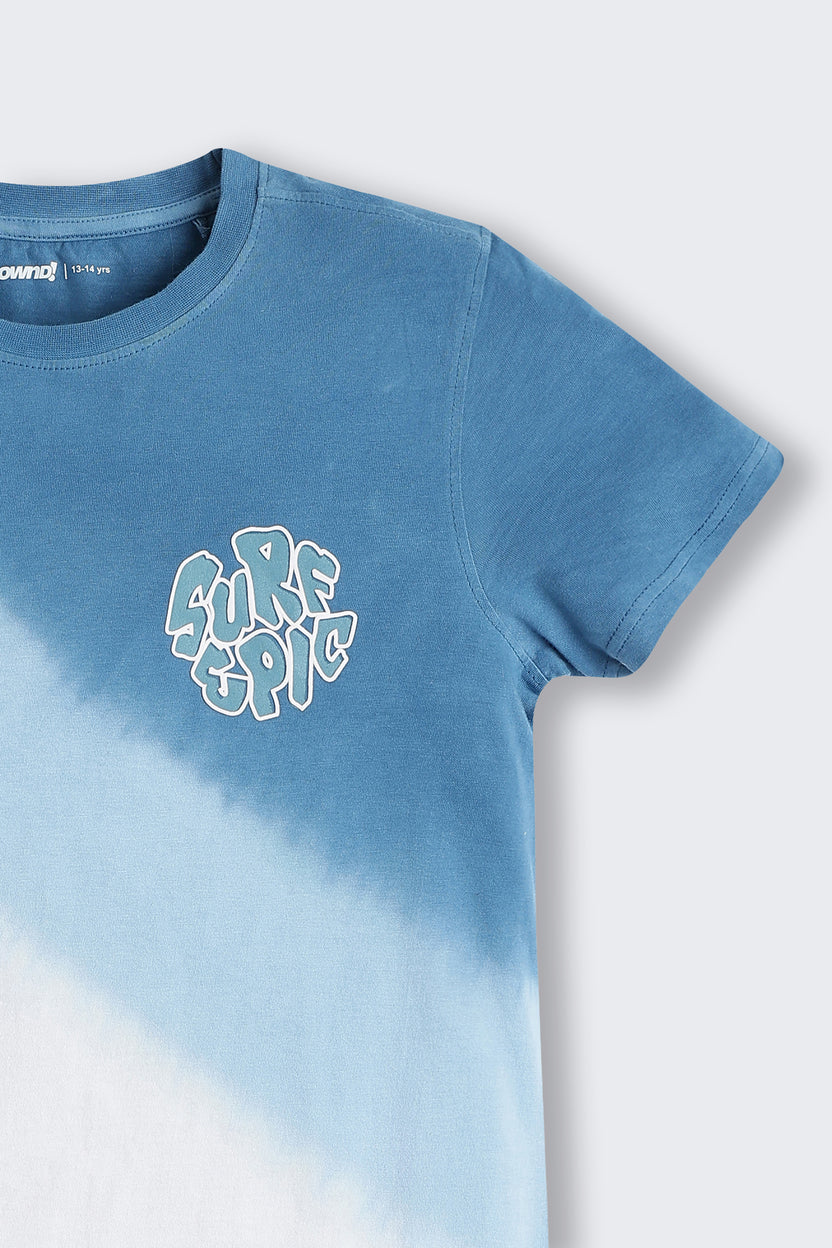 Blue Placement Printed Regular Fit T-Shirt For Tweens Boys - Image 5