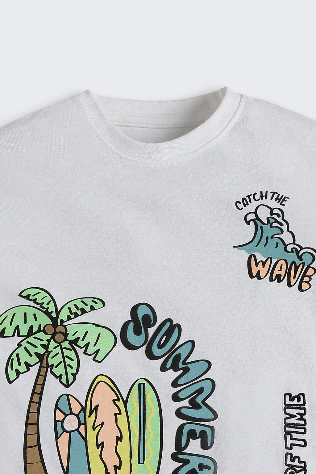 White Summer Graphic Printed Regular Fit T-Shirt for Boys - Image 3