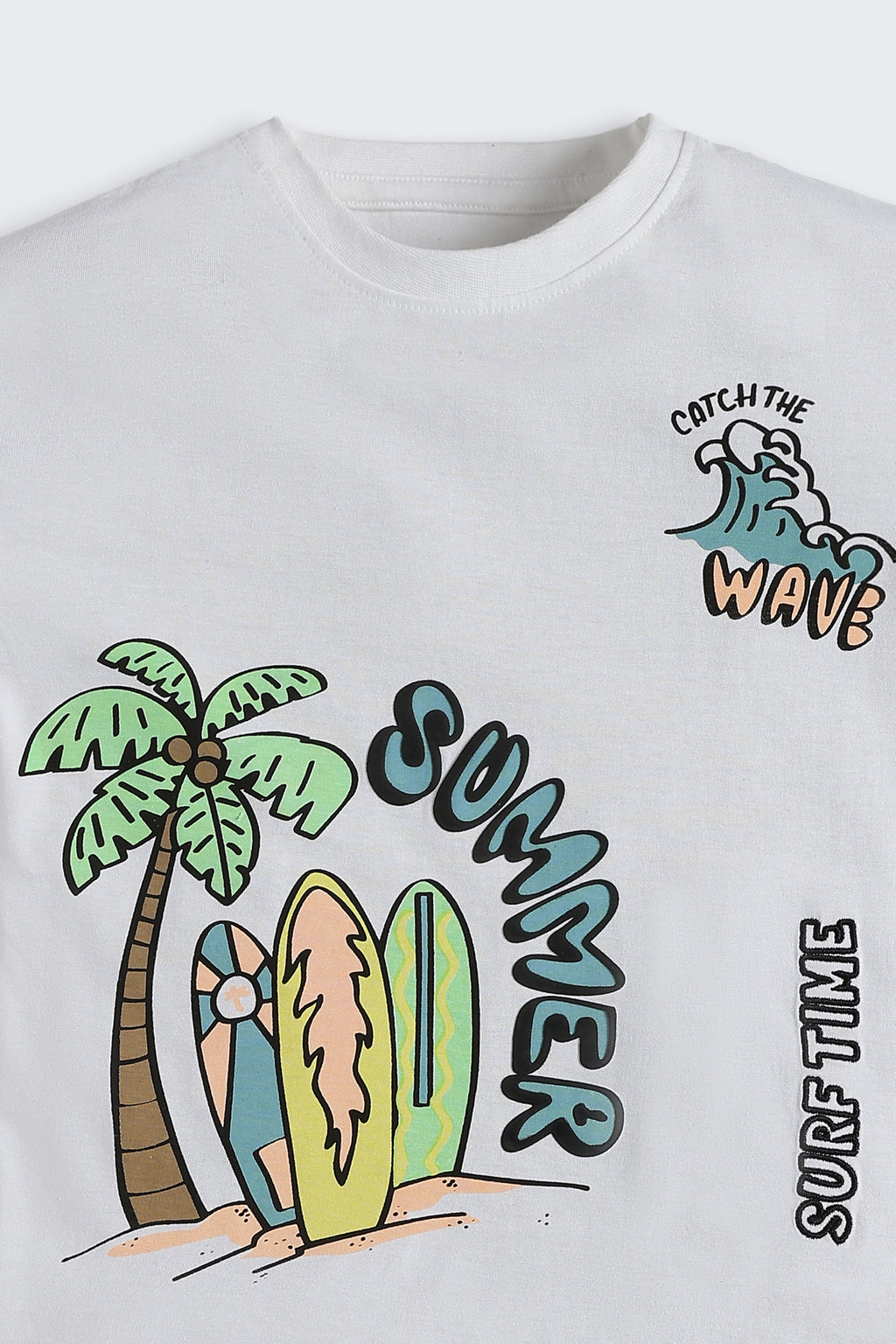 White Summer Graphic Printed Regular Fit T-Shirt for Boys - Image 4