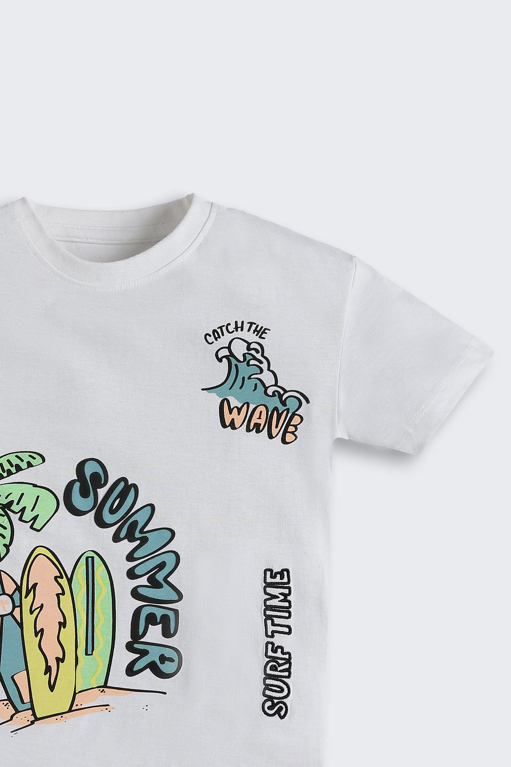 White Summer Graphic Printed Regular Fit T-Shirt for Boys - Image 5