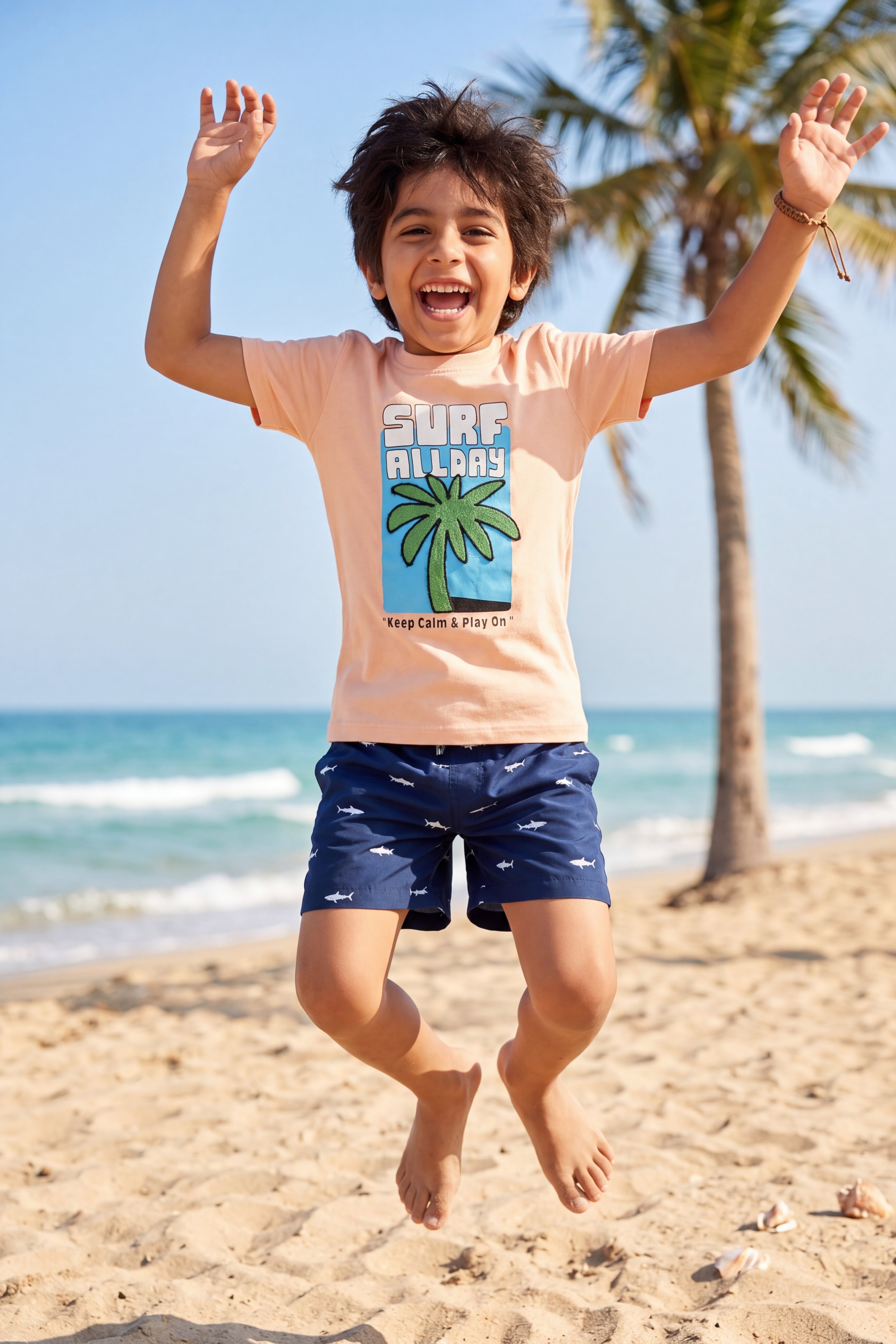 Peach Graphic Printed Regular Fit T-Shirt for Boys - Image 1