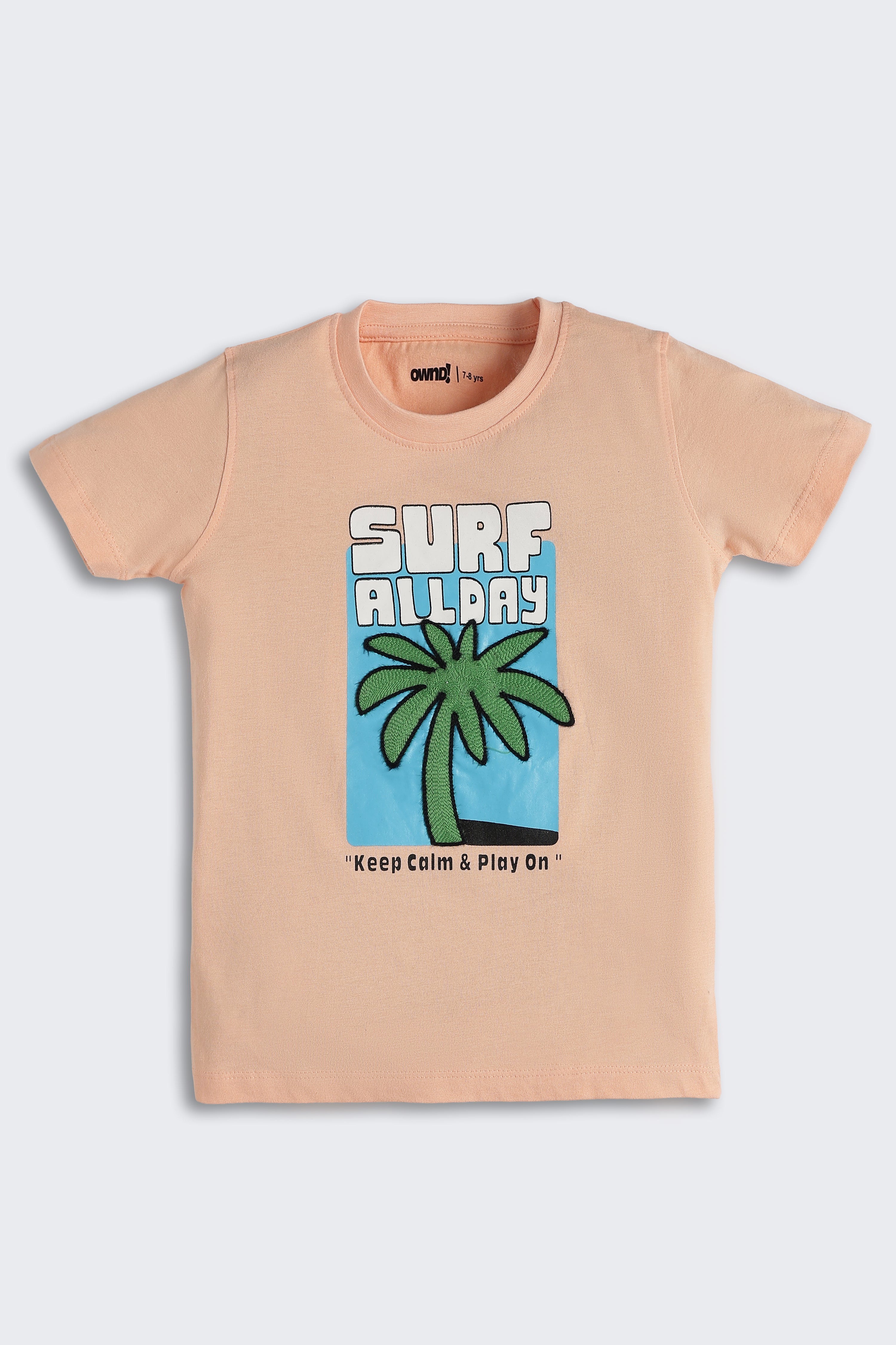 Peach Graphic Printed Regular Fit T-Shirt for Boys - Image 2