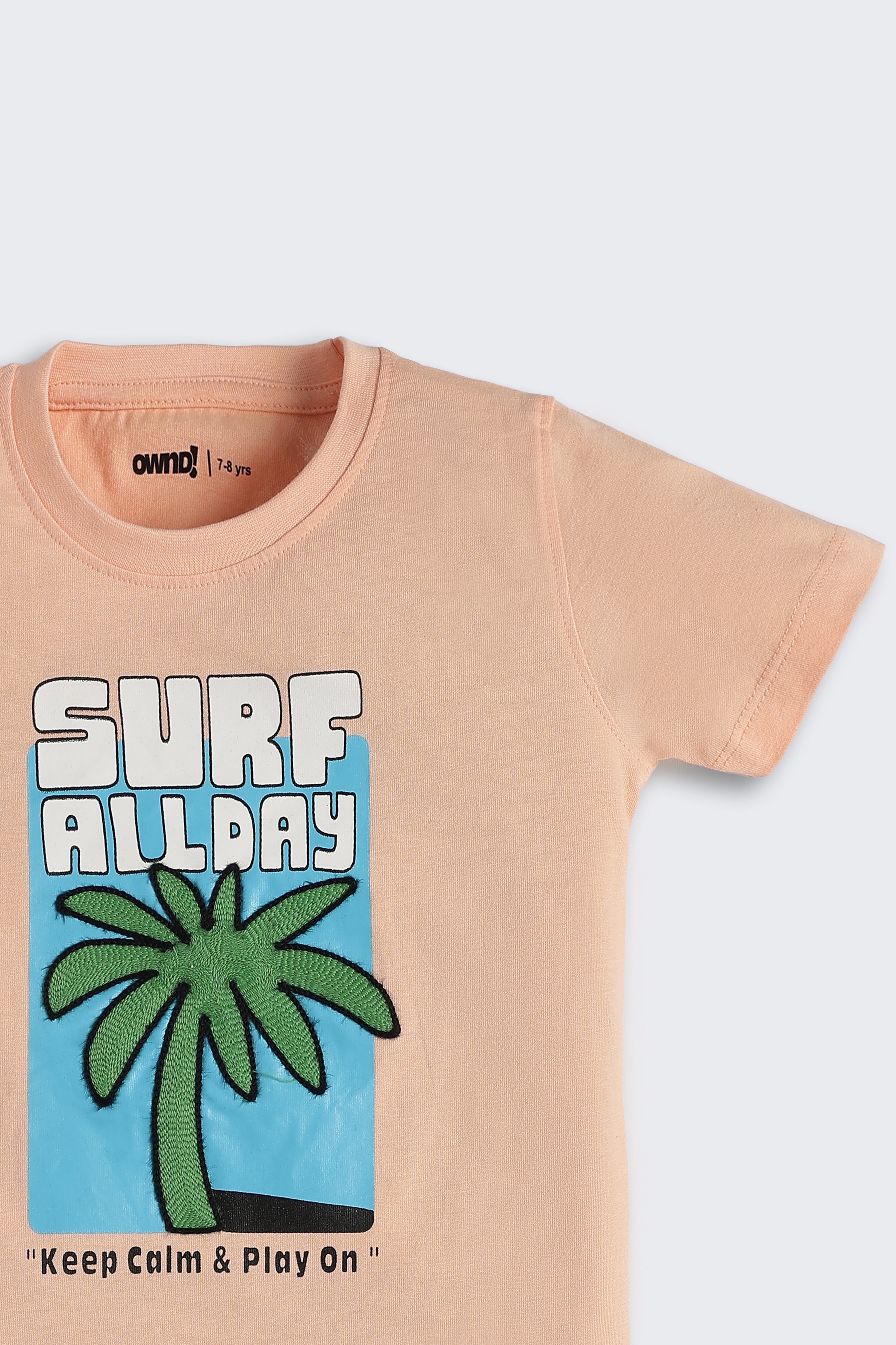 Peach Graphic Printed Regular Fit T-Shirt for Boys - Image 5