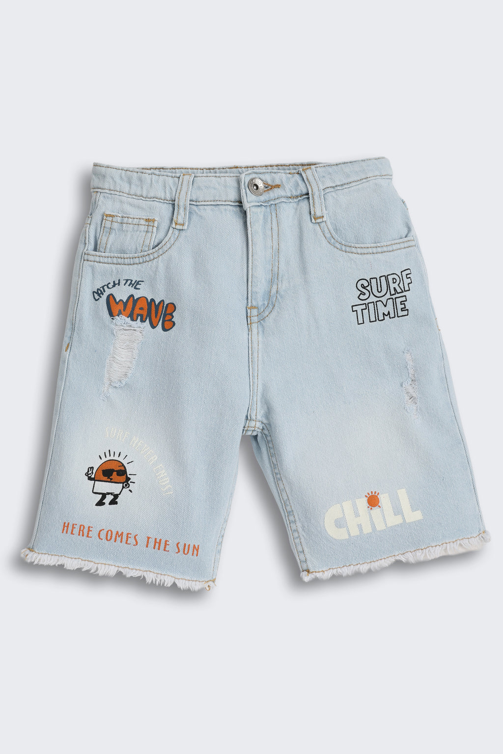 Light Blue 5 Pocketed Regular Fit Shorts for Boys - Image 2