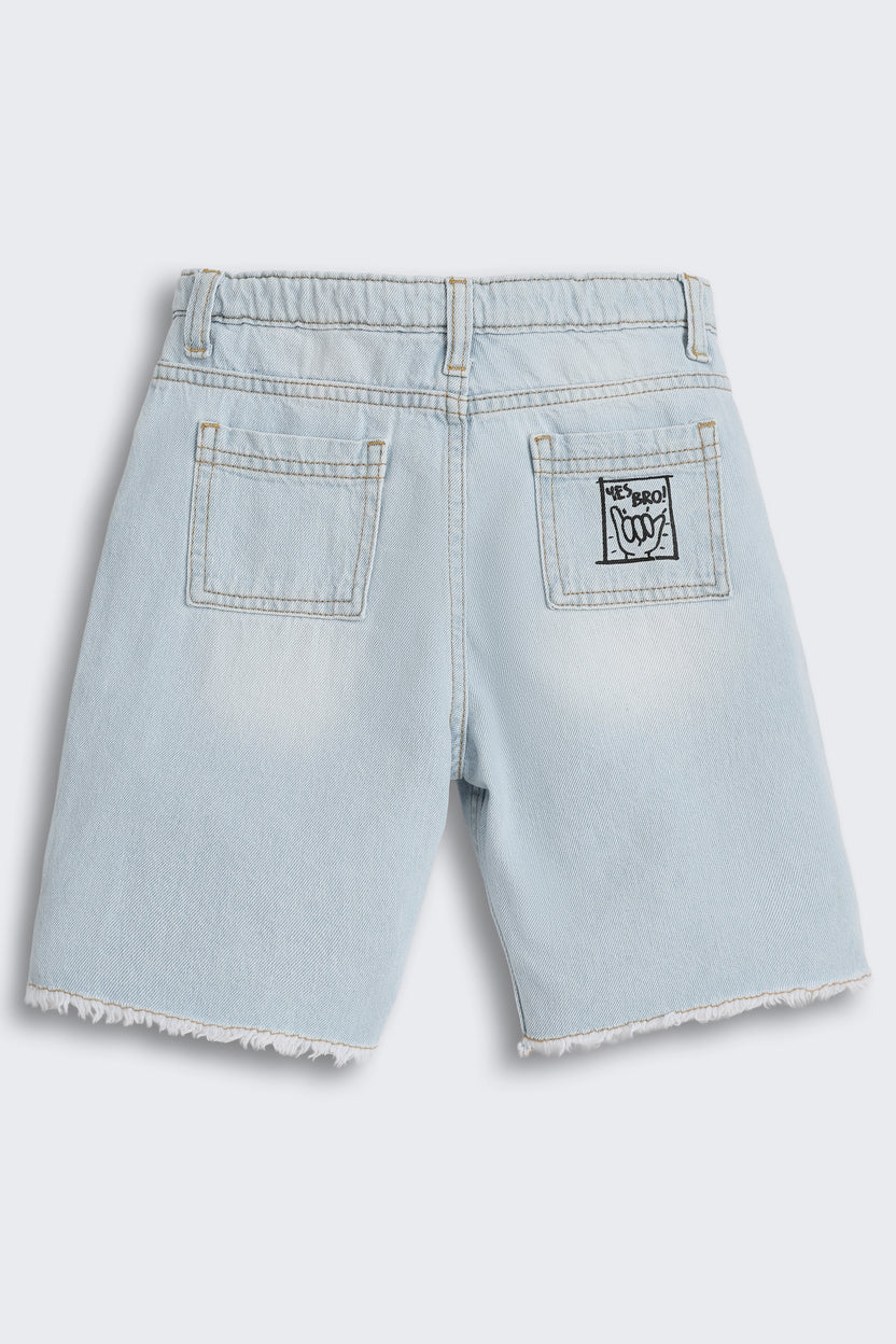 Light Blue 5 Pocketed Regular Fit Shorts for Boys - Image 3