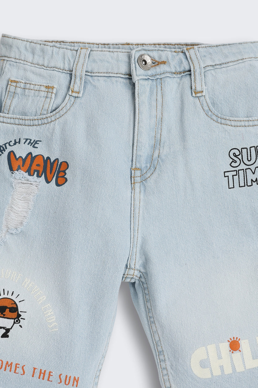Light Blue 5 Pocketed Regular Fit Shorts for Boys - Image 4