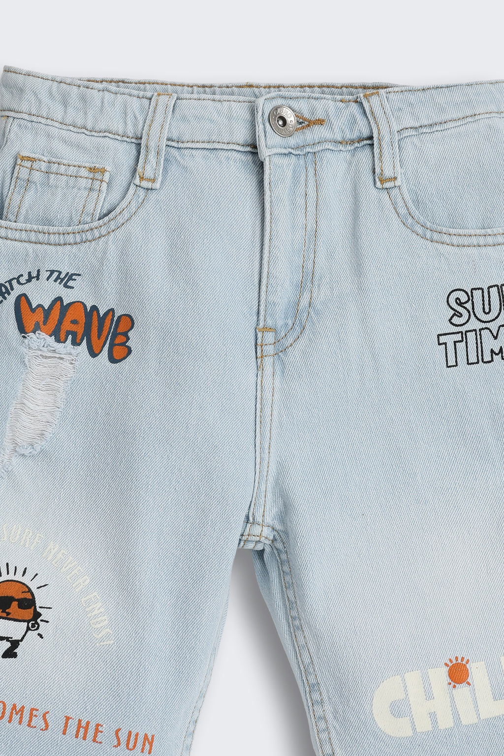 Light Blue 5 Pocketed Regular Fit Shorts for Boys - Image 4