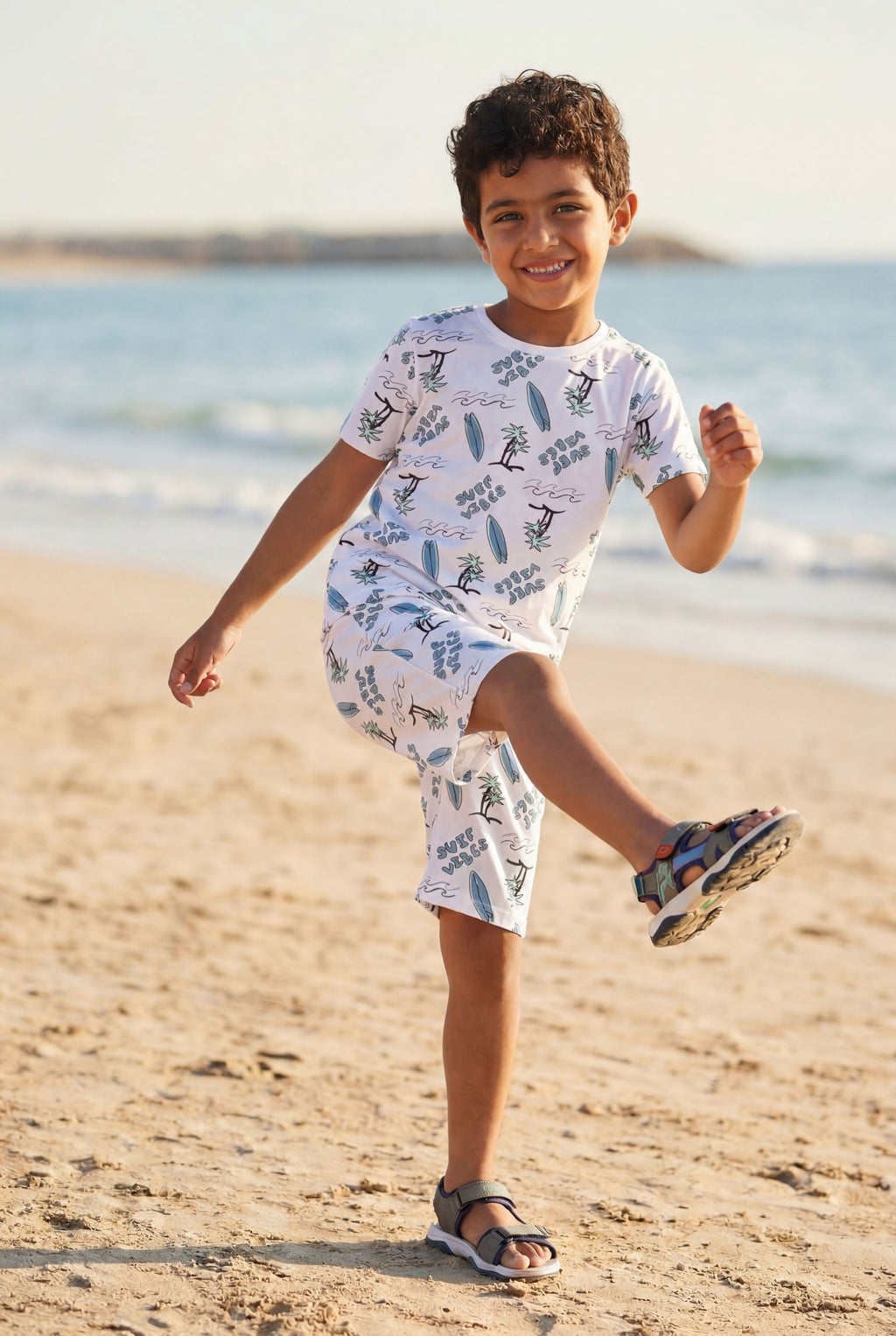 Blue All - Over Printed Regular Fit Co-ord Set for Boys - Image 1