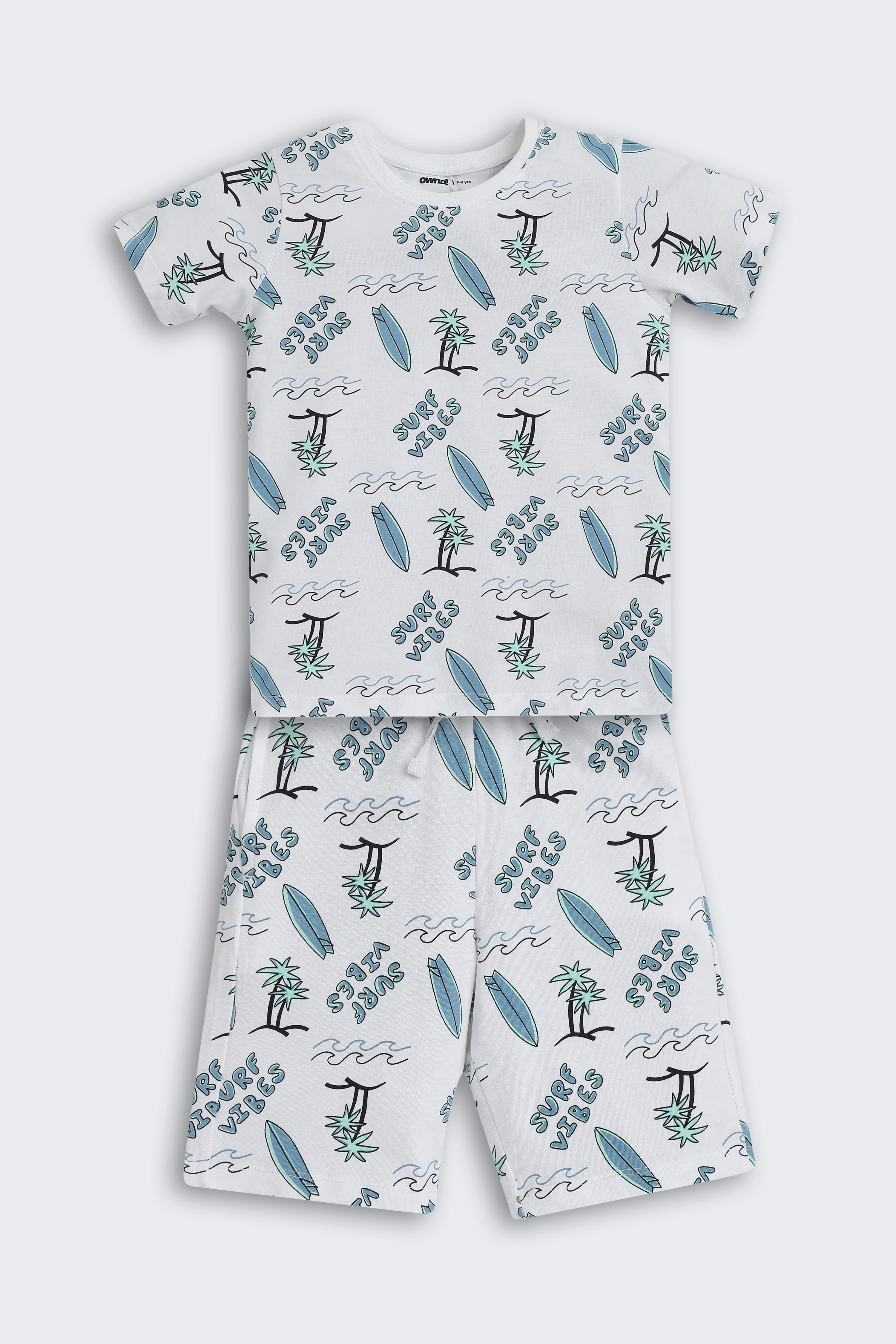 Blue All - Over Printed Regular Fit Co-ord Set for Boys - Image 2