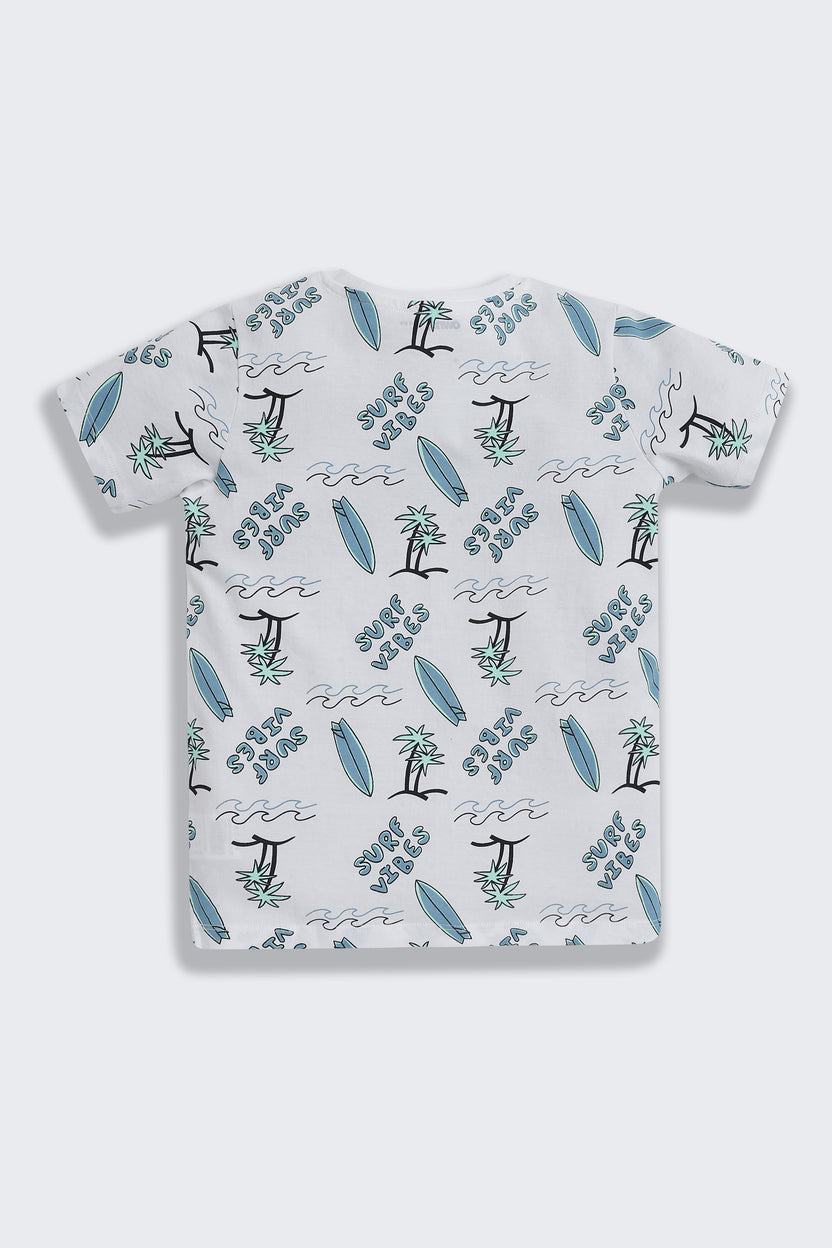 Blue All - Over Printed Regular Fit Co-ord Set for Boys - Image 4