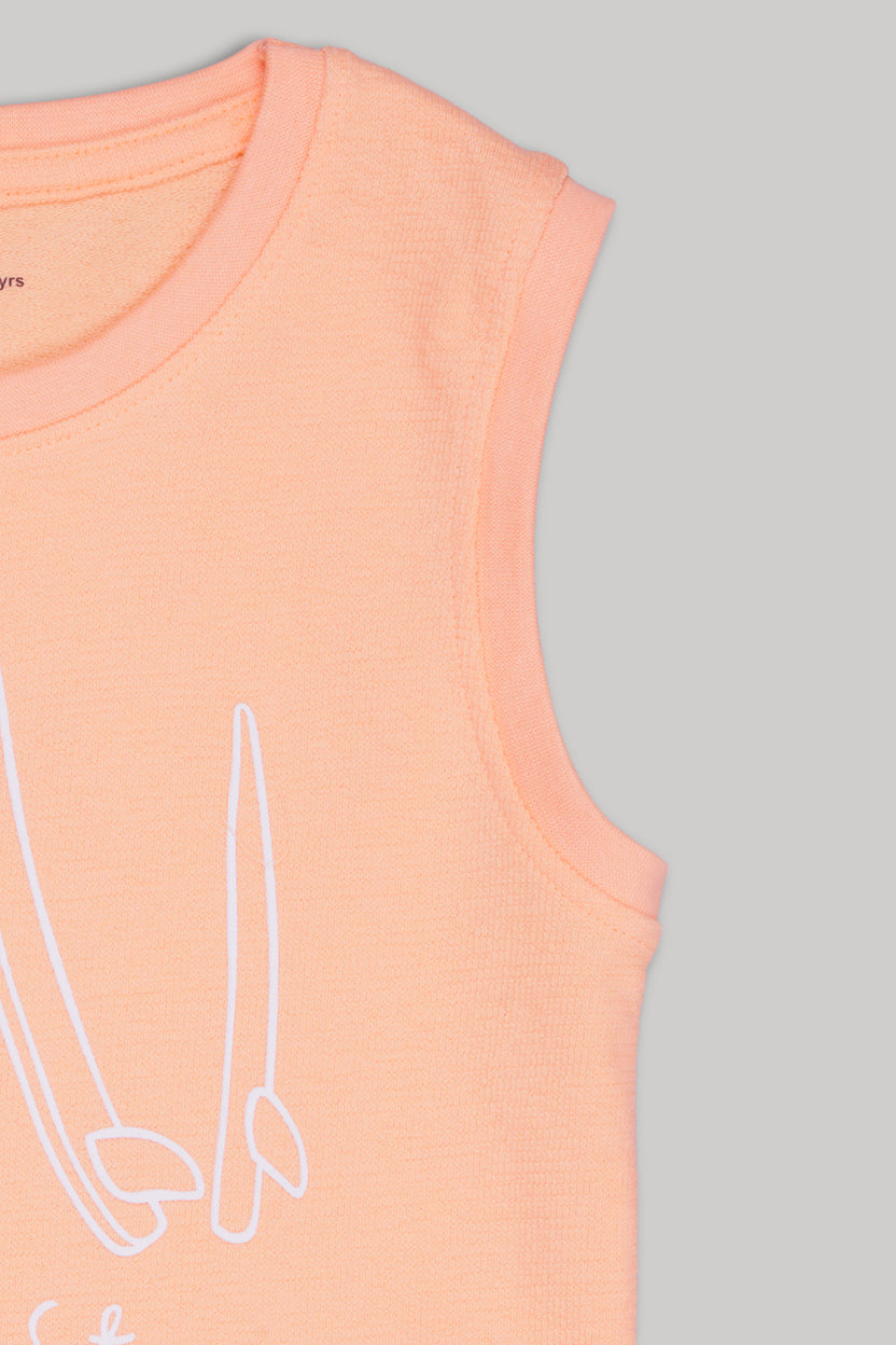 Peach Typographic Printed Regular Fit Co-ord Set for Boys - Image 5