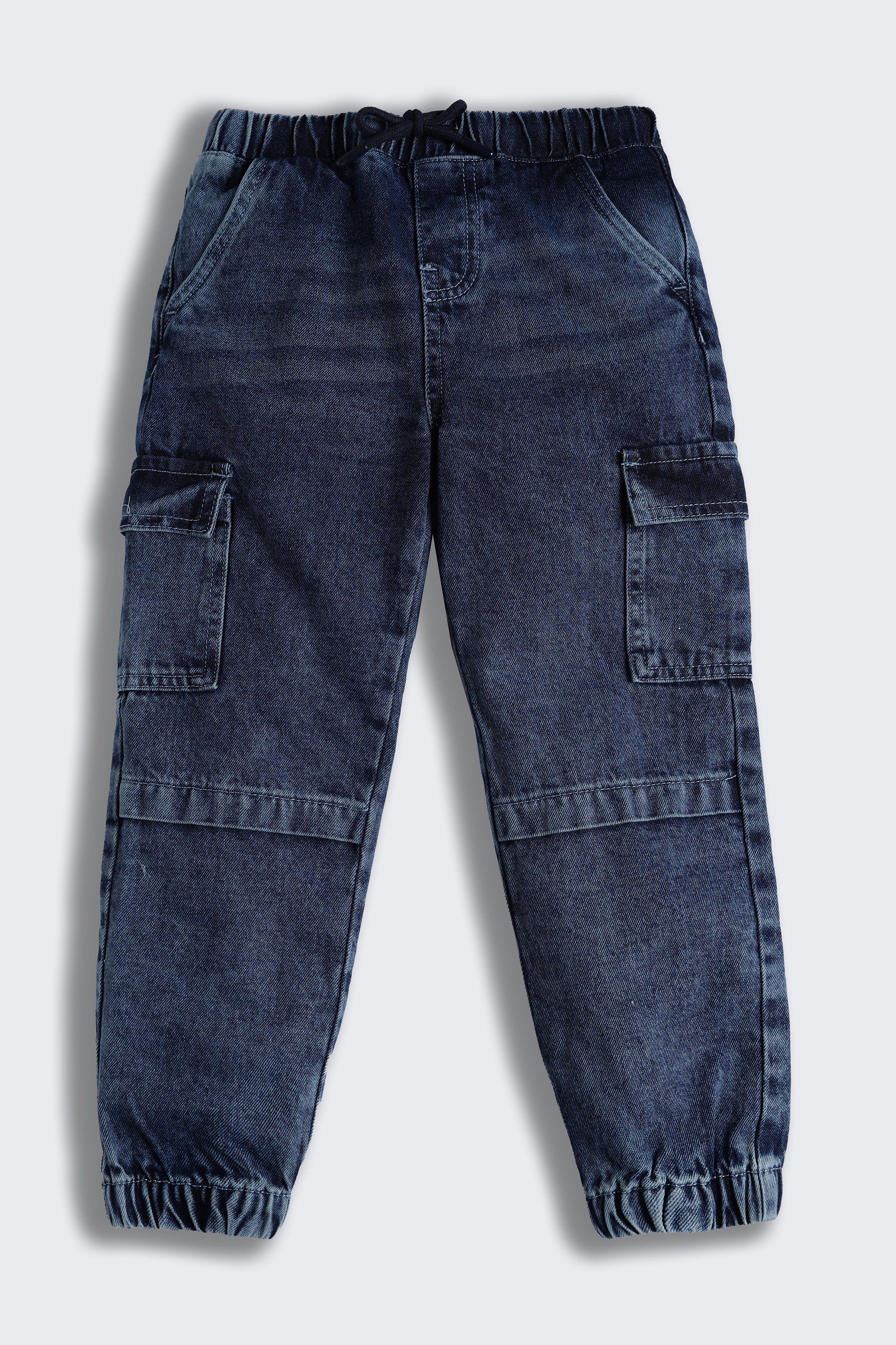 Blue 6 Pocketed Regular Fit Joggers for Boys - Image 2