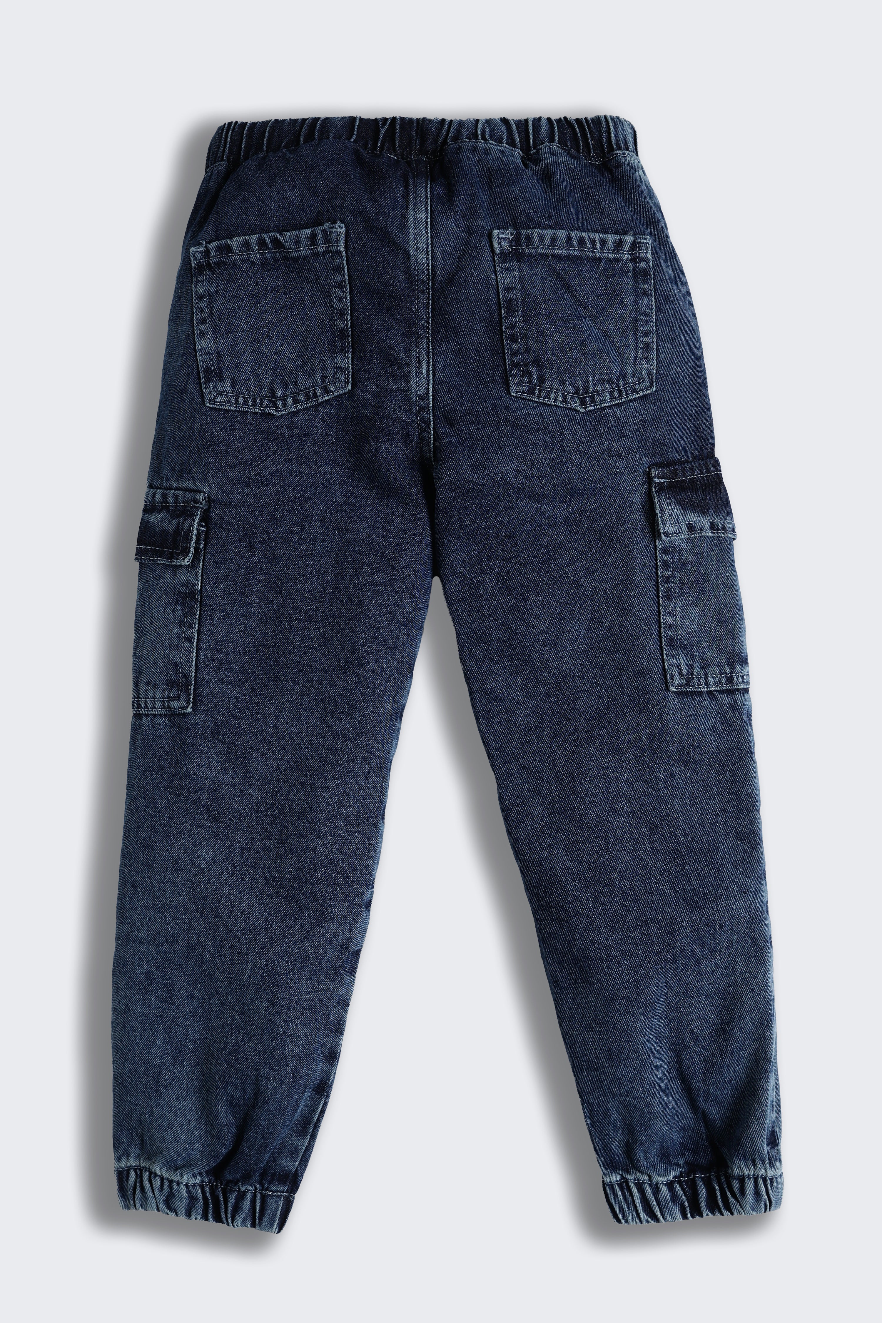 Blue 6 Pocketed Regular Fit Joggers for Boys - Image 3