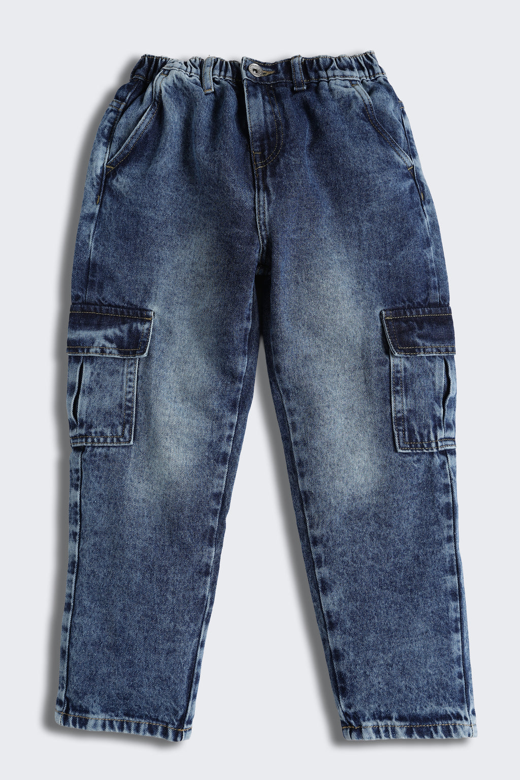 Navy 6 Pocketed Regular Fit Cargo Jeans for Boys - Image 2