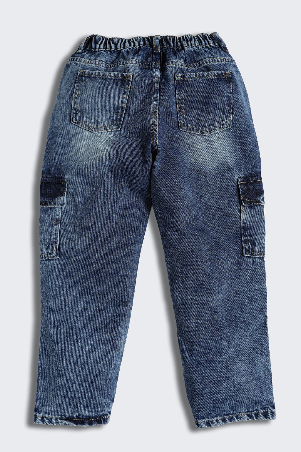 Navy 6 Pocketed Regular Fit Cargo Jeans for Boys - Image 3