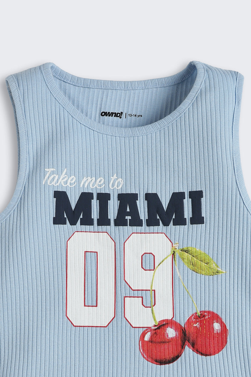 Blue Graphic Printed Regular Fit T-Shirt for Tweens Girls - Image 4