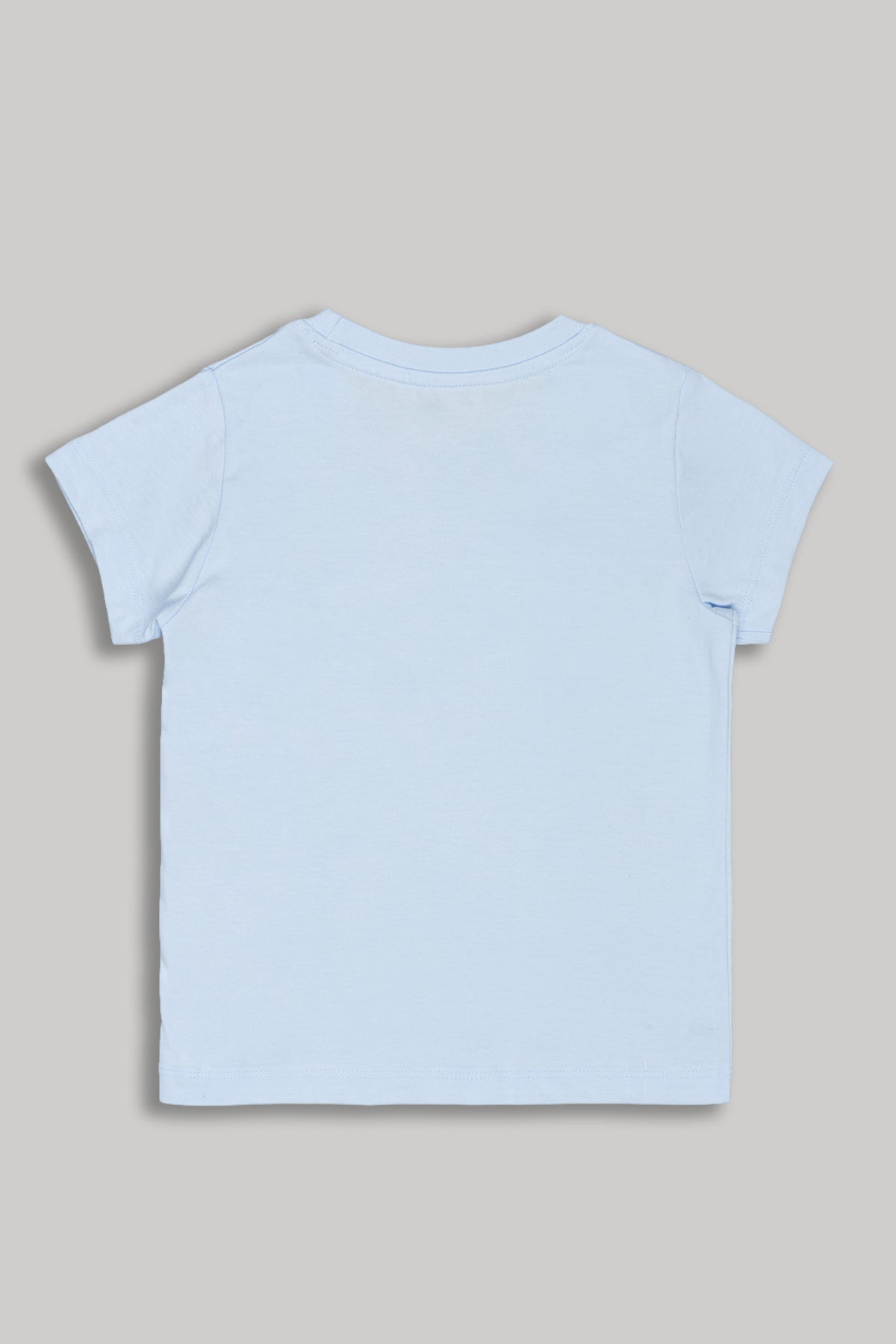 Light Blue Butterfly Embroidered Regular Fit T-Shirt for Girls - Image 2
