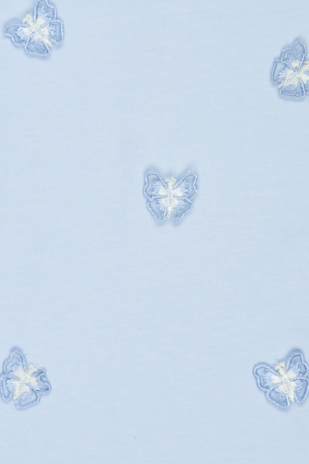 Light Blue Butterfly Embroidered Regular Fit T-Shirt for Girls - Image 5