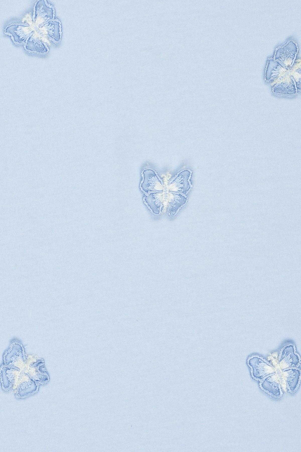 Light Blue Butterfly Embroidered Regular Fit T-Shirt for Girls - Image 5