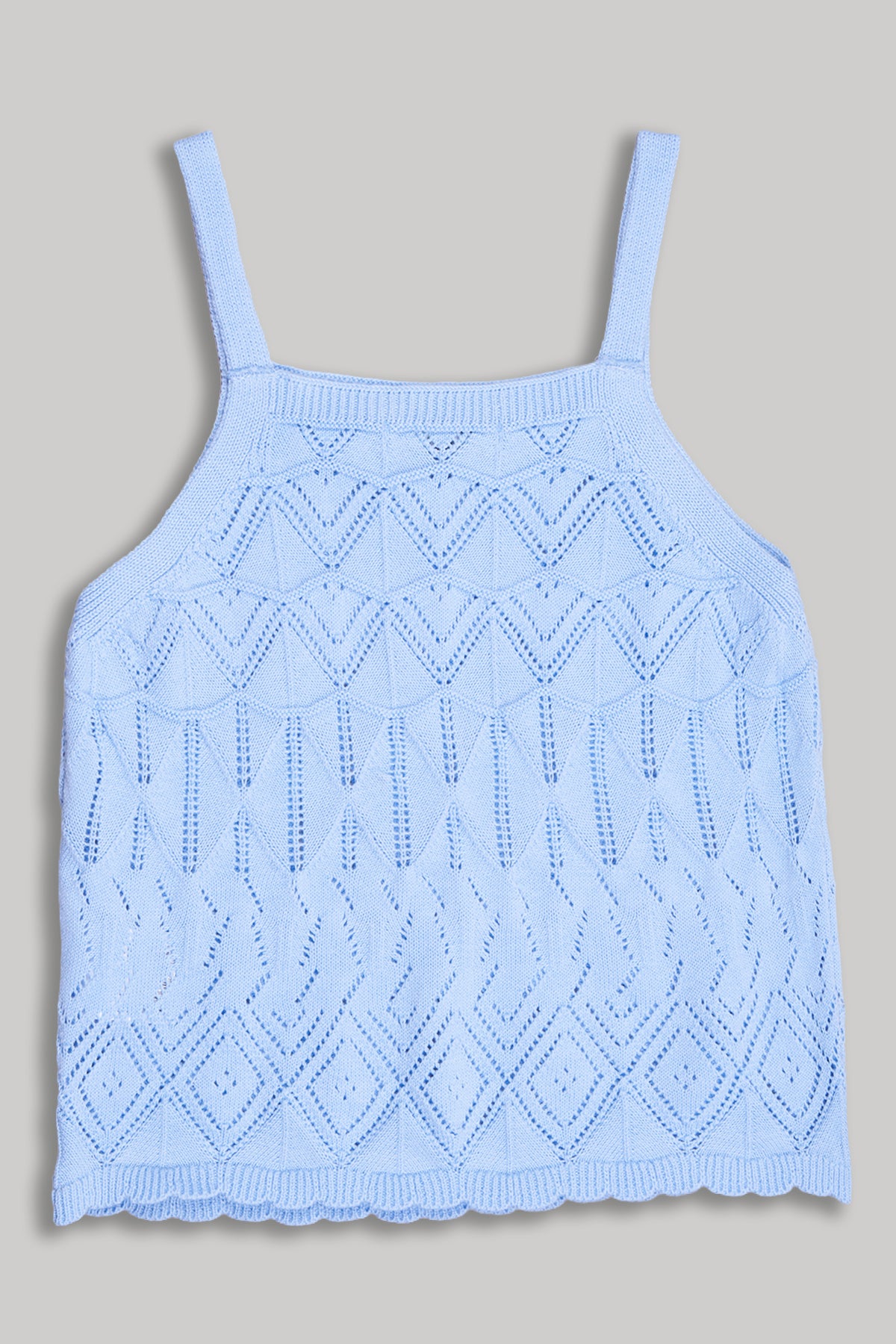 Light Blue Self Design Regular Fit Top for Girls - Image 2