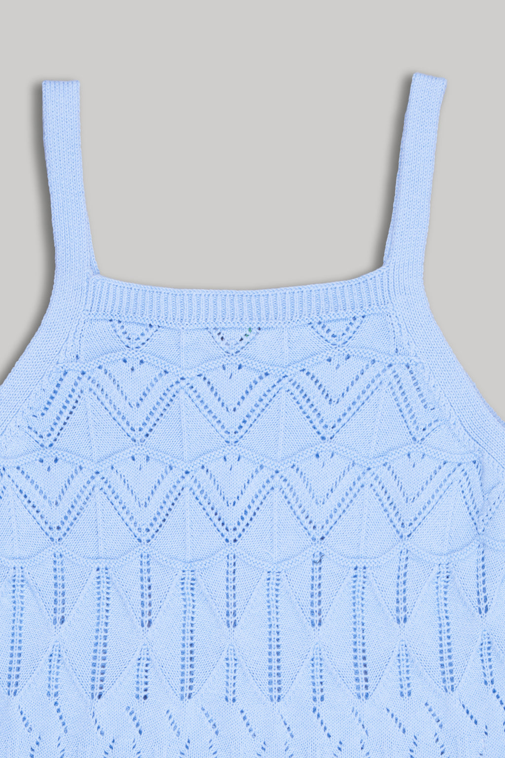 Light Blue Self Design Regular Fit Top for Girls - Image 3