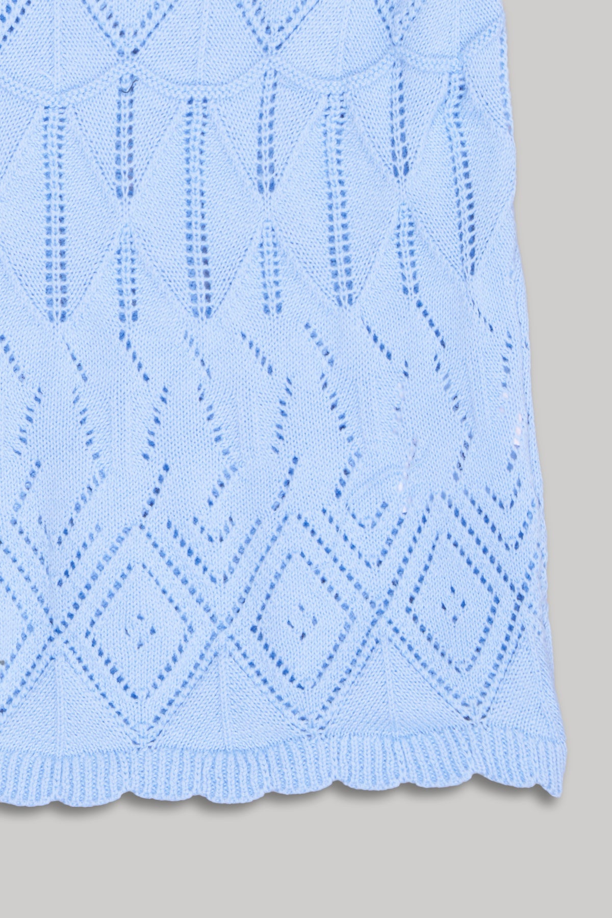 Light Blue Self Design Regular Fit Top for Girls - Image 4