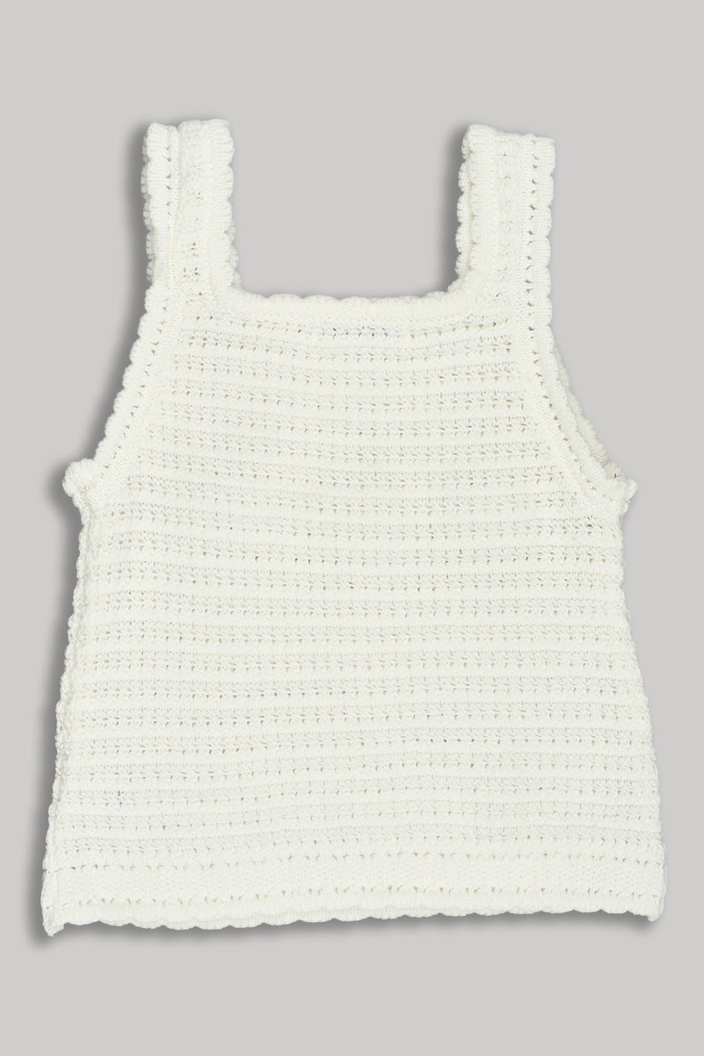 White Self Design Regular Fit Top for Girls - Image 2